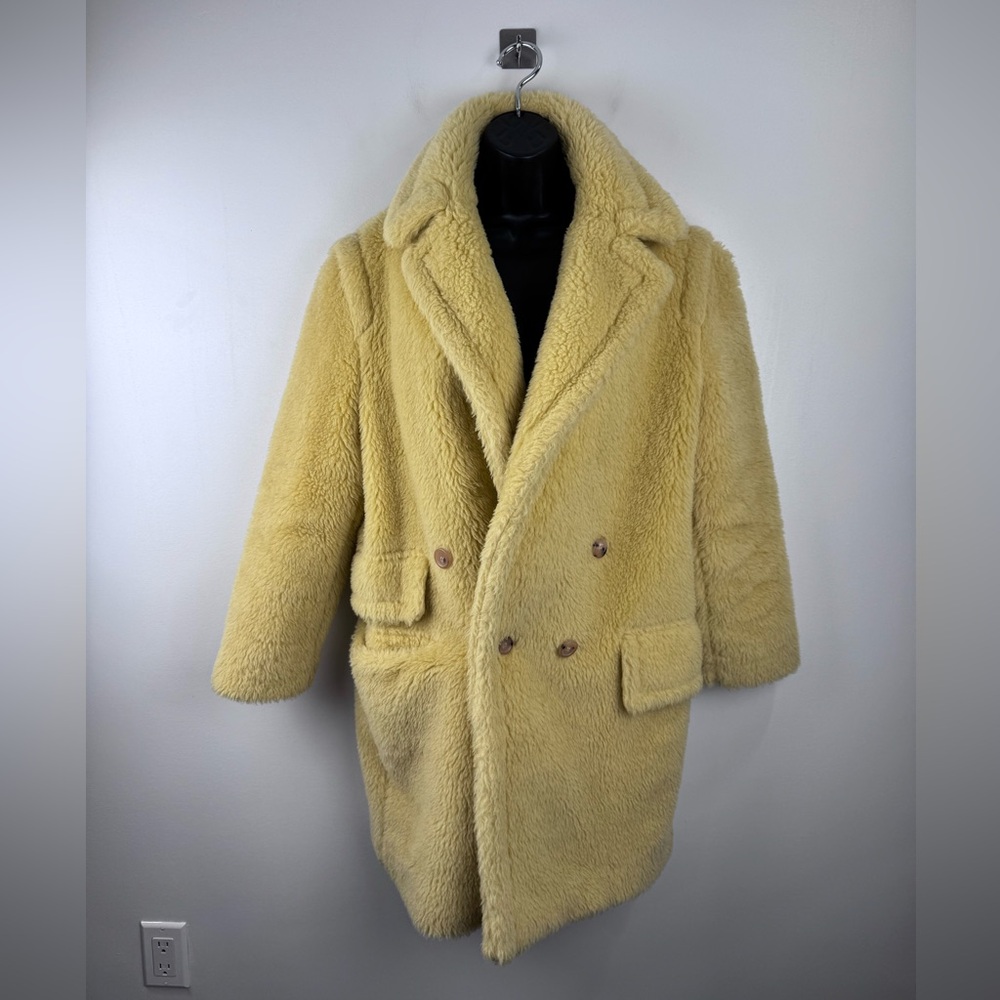 MaxMara Women Alpaca Wool Blend Teddy Coat Yellow Size 4 US‎
